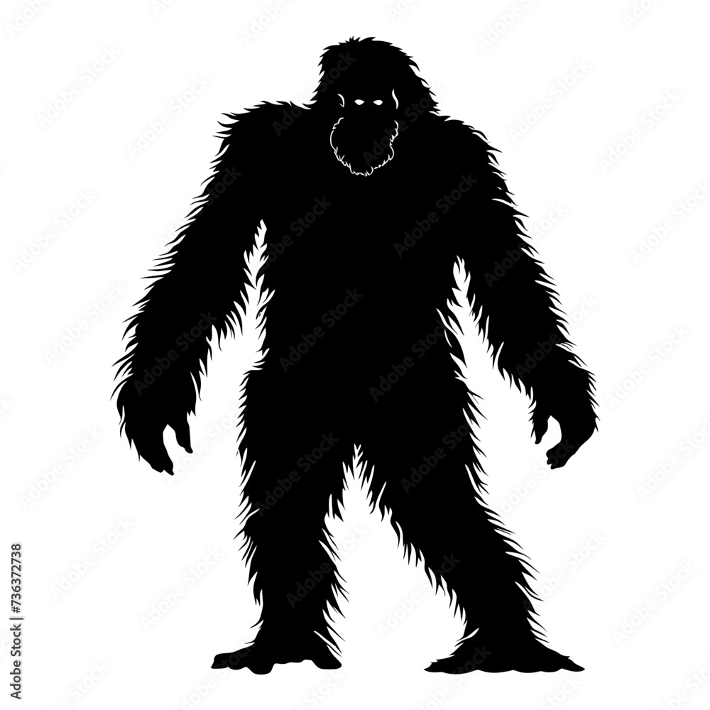 Silhouette Yeti the Mythical Creature ancient beast black color only Silhouette Yeti the Mythical Creature ancient beast black color only