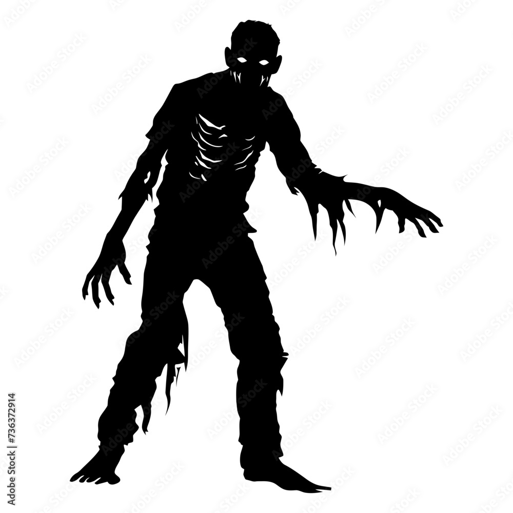 Fototapeta premium Silhouette zombie black color only full body