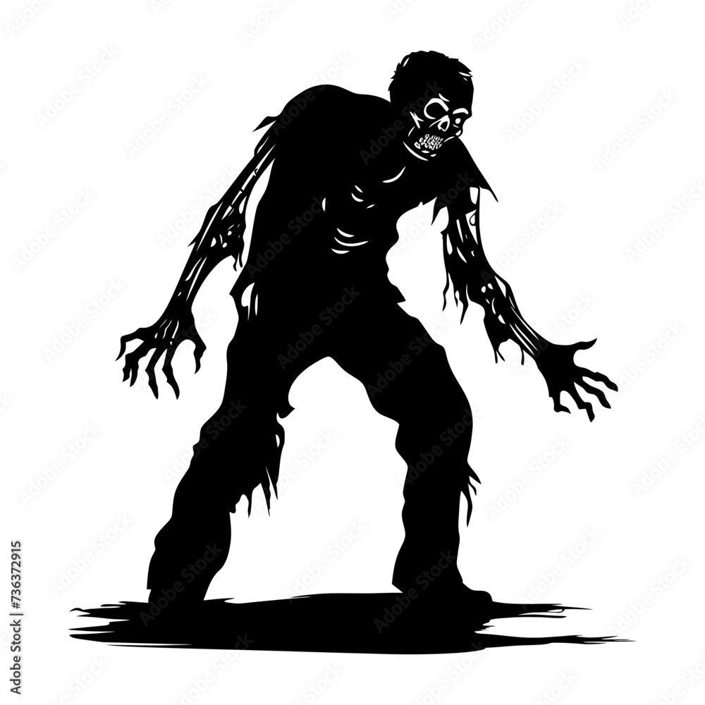 Silhouette zombie black color only full body