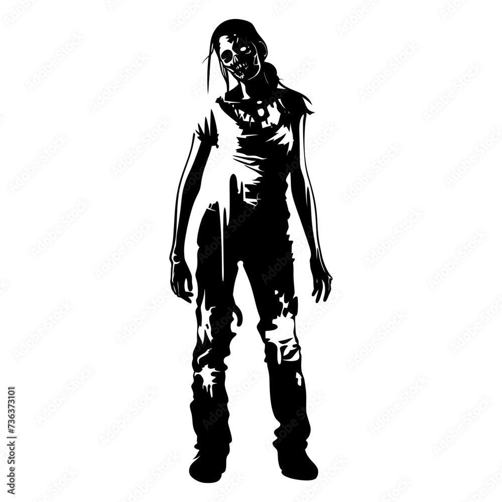 Silhouette zombie women black color only full body Silhouette zombie women black color only full body