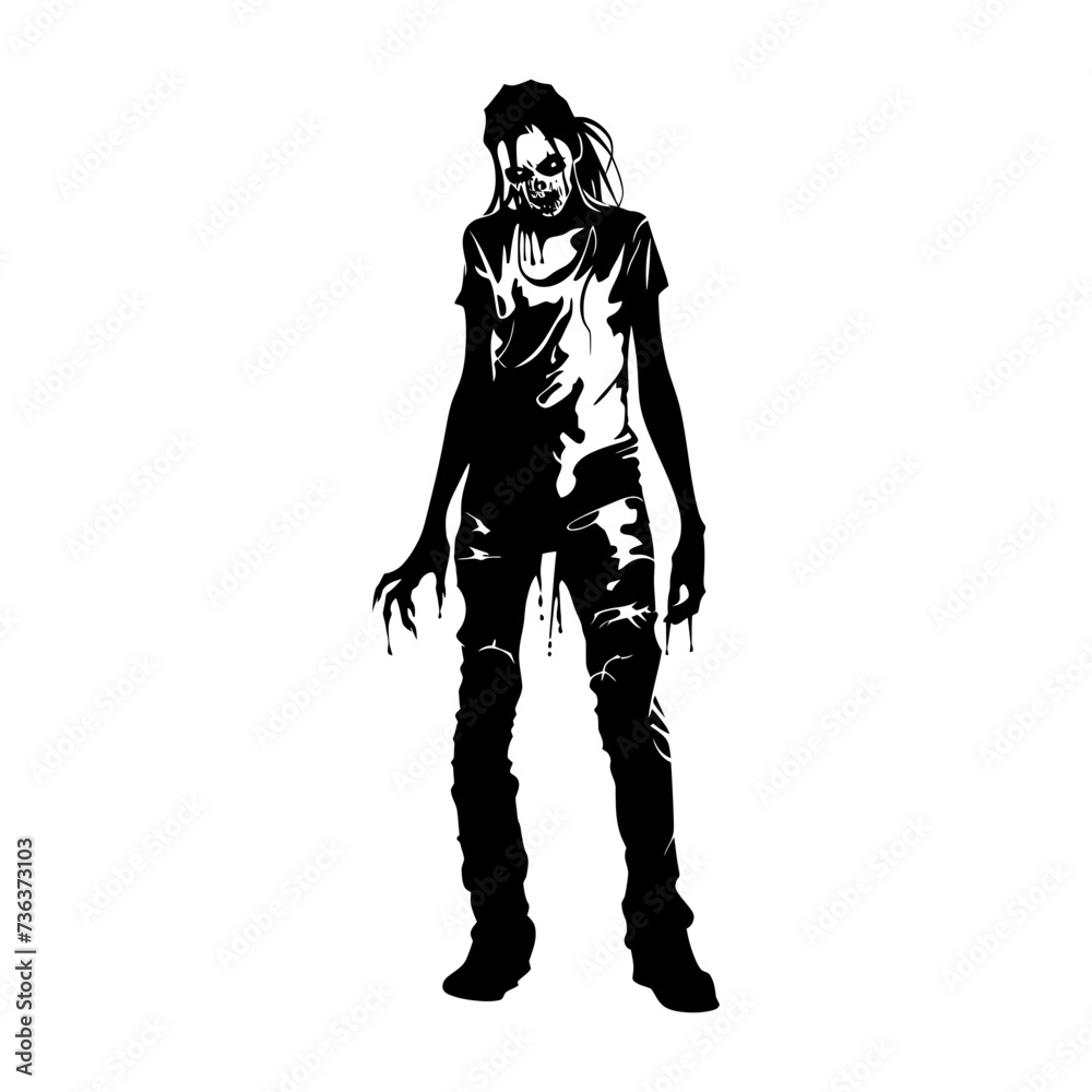 Silhouette zombie women black color only full body Silhouette zombie women black color only full body