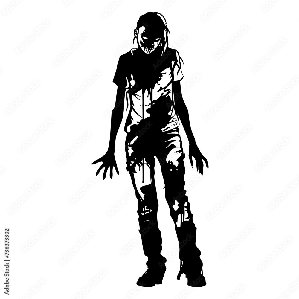 Silhouette zombie women black color only full body Silhouette zombie women black color only full body