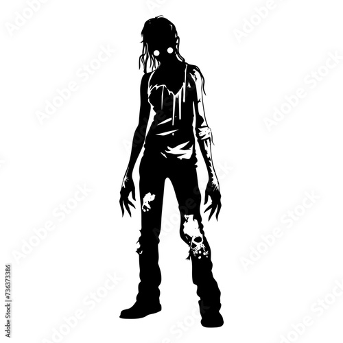 Silhouette zombie women black color only full body