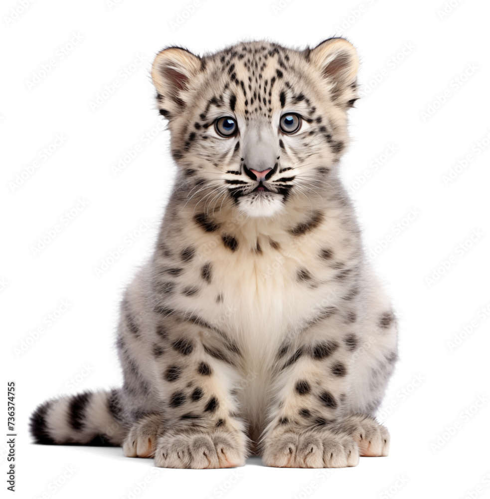 Obraz premium Adorable Snow leopard cub isolated on transparent background
