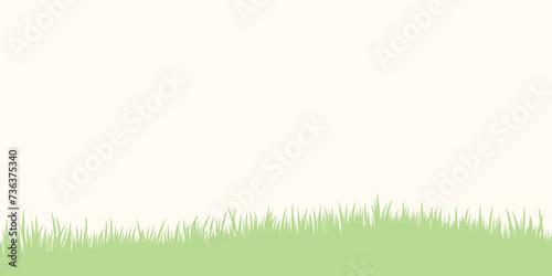 Green grass backgorund, flat vector illustration, filed banner