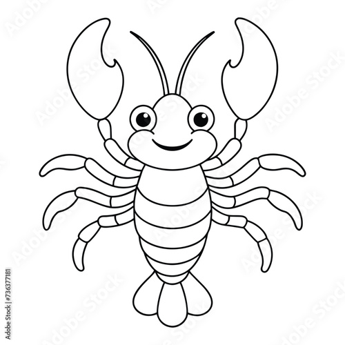 Vector of a lobster coloring pages for kids © Ismail Hossain