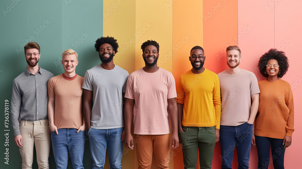 Diverse group of people of different ethnicity and style. Concept of diversity, inclusion and acceptance. - obrazy, fototapety, plakaty 