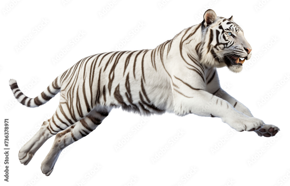 White tiger leap jumping on isolated background White tiger leap jumping on isolated background