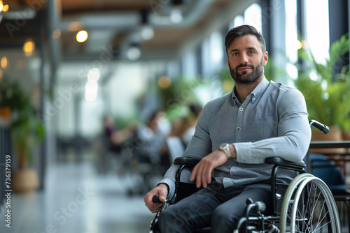 Disabled man in a wheelchair in an office. ©  J. GALIÑANES STOCK