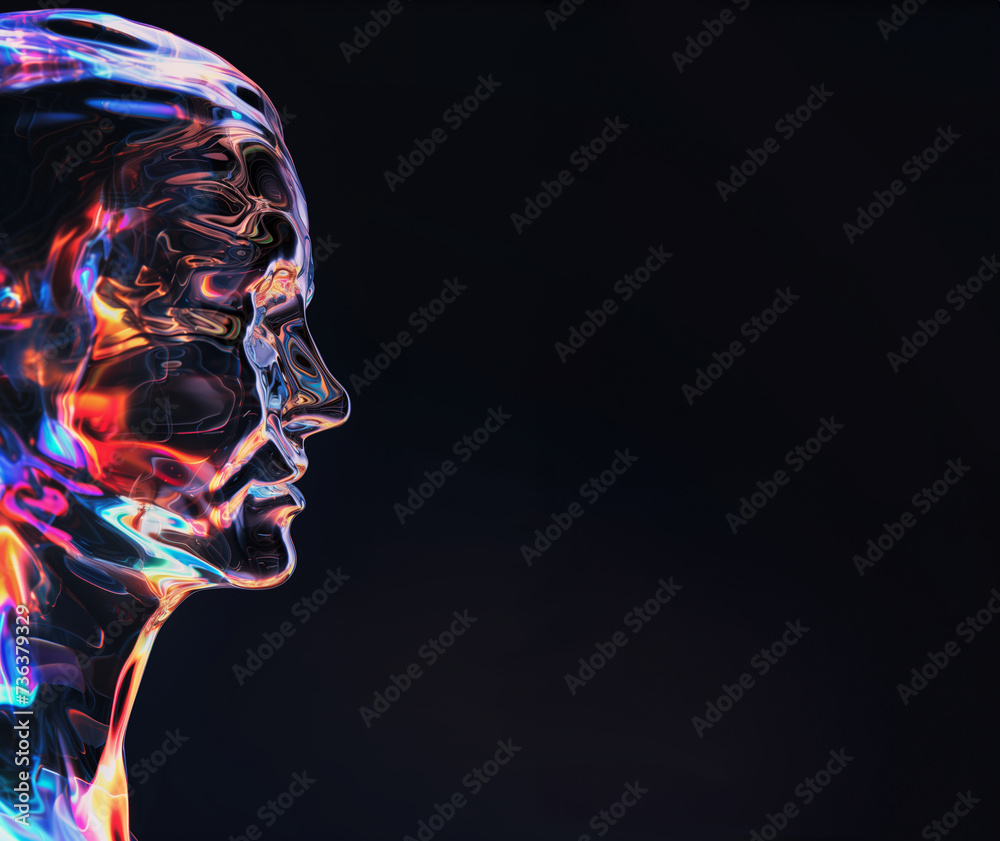 a portrait of a person using their imagination. represented in bright vibrant colors. over a dark background with copy space a portrait of a person using their imagination. represented in bright vibrant colors. over a dark background with copy space