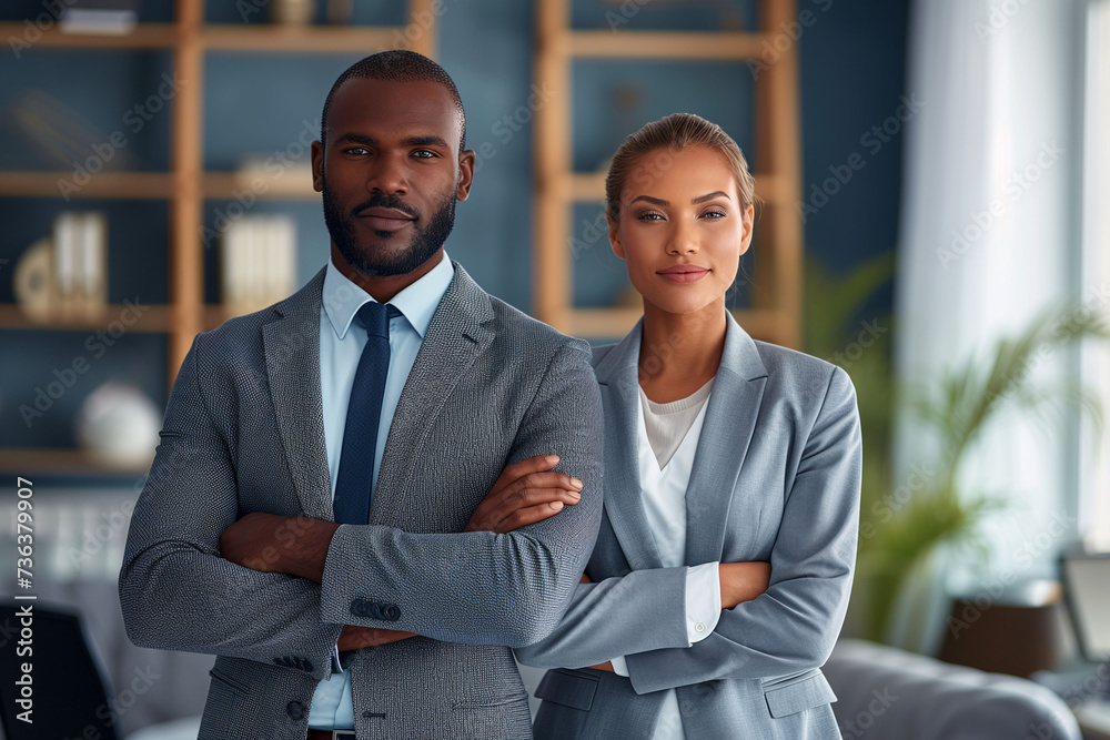 Team of executives of different races and genders posing for the camera as a symbol of equality and diversity. Team of executives of different races and genders posing for the camera as a symbol of equality and diversity.