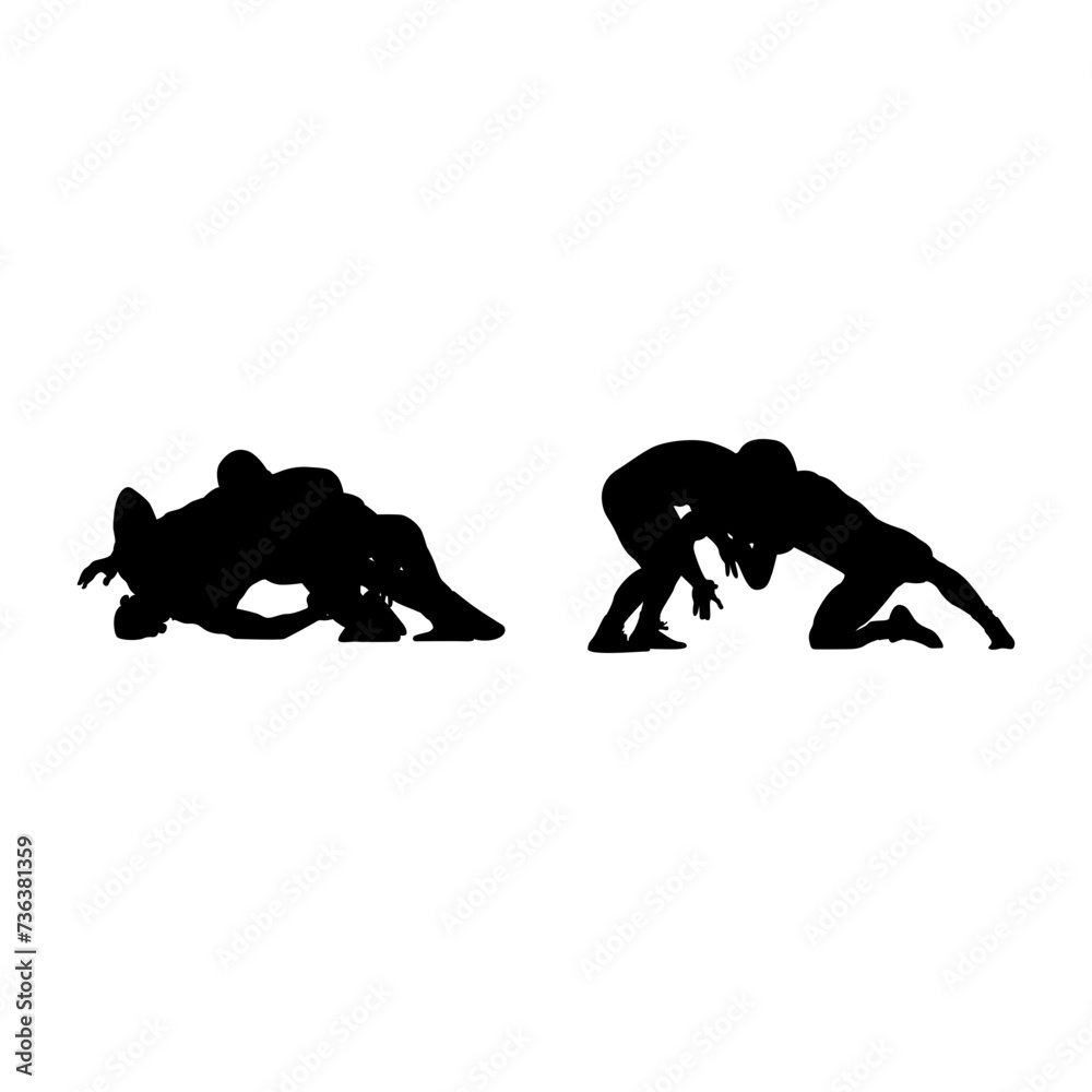 Fototapeta premium Wrestling vector silhouette. It is Greco-Roman, freestyle, collegiate, scholastic, and amateur wrestling.