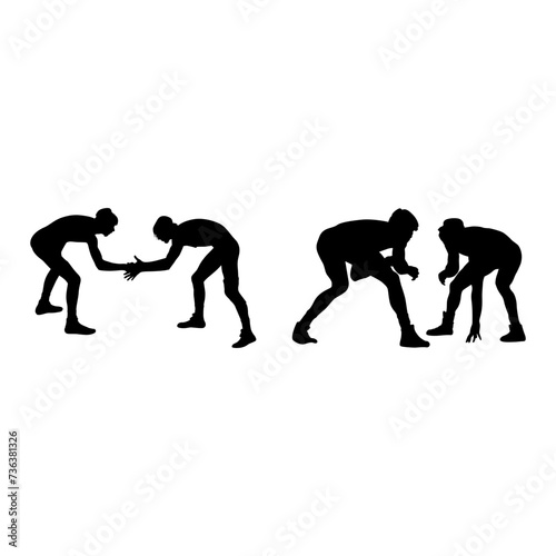 Canvas-taulu Wrestling vector silhouette