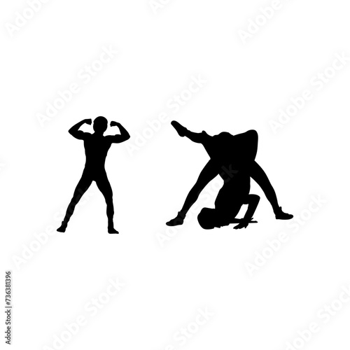   Wrestling vector silhouette. It is Greco-Roman, freestyle, collegiate, scholastic, and amateur wrestling.