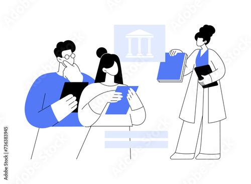 College representative isolated cartoon vector illustrations.