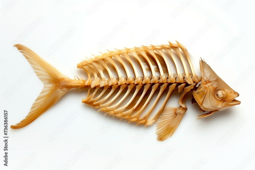 Naklejka premium AI-generated photo of a fish bone, on white background