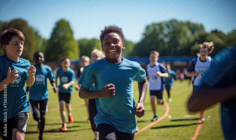 Group of People Running on Field