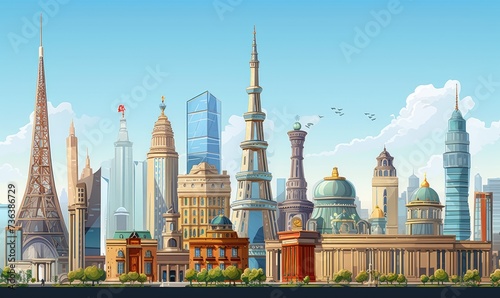 Bustling Metropolis With Towering Skyscrapers © uhdenis