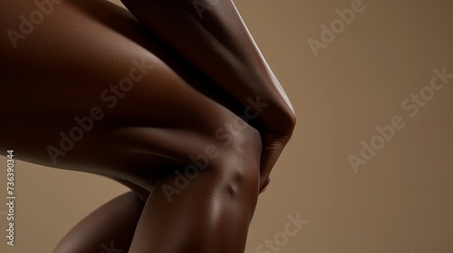 Artistic close-up of intertwined limbs, highlighting the beauty of skin textures and the concept of human anatomy in monochrome tones photo