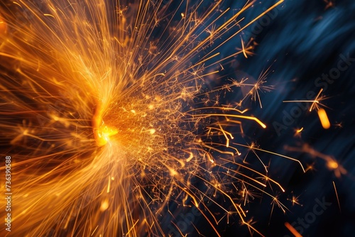 A vibrant firework bursts into a dazzling display of colors against a deep black background, An abstract firework display captured at the moment of explosion, AI Generated