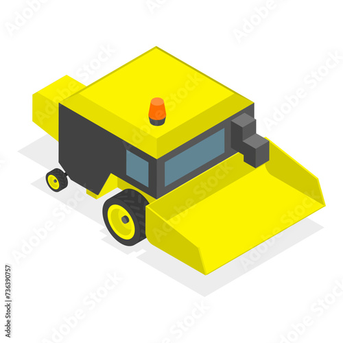 3D Isometric Flat Vector Set of Different Snowplows, Snow Removal Vehicles. Item 3