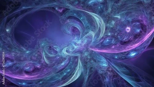 abstract background with smoke _A  art with fractal shapes and cool colors. The art is generated by mathematical formulas,  