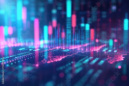 An image of a blue and pink abstract background with intersecting lines of varying thickness, An abstract representation of a rising stock market, AI Generated