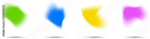 fluid colored halftone shapes isolated on white. Vector illustration