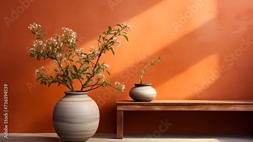 A top view of a warm and inviting terracotta background, reminiscent of earthy tones and natural warmth