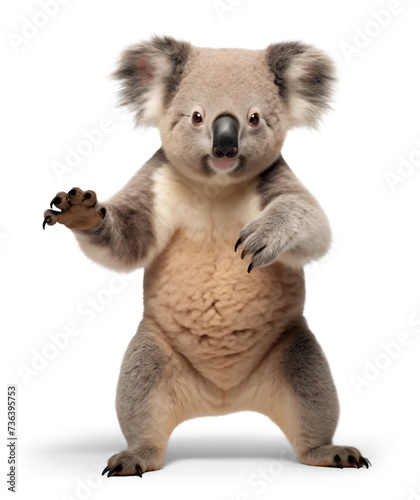 Dancing koala on isolated background