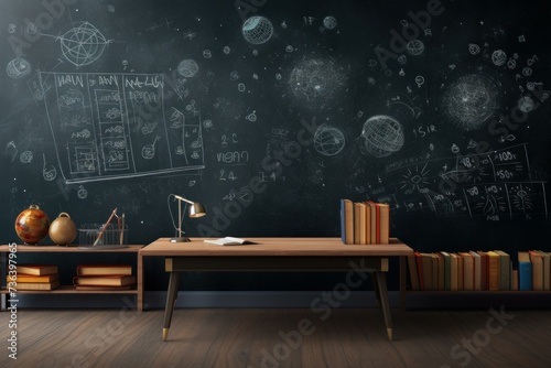 Plakat w ramie Scientific Physics mockup background. Formula solution. Generate Ai