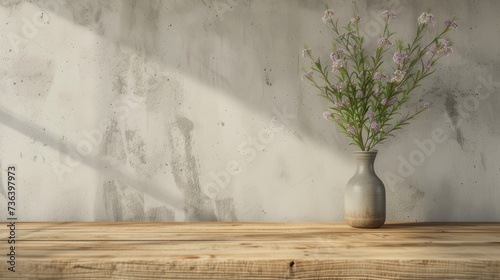 layout on a wooden table which creates a rustic and organic backdrop. Natural textures such as wood and flower branches
