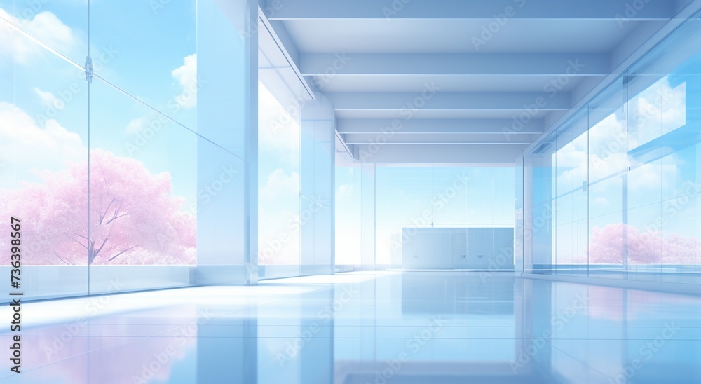 3d rendering of an empty hallway with windows generated by ai 3d rendering of an empty hallway with windows generated by ai