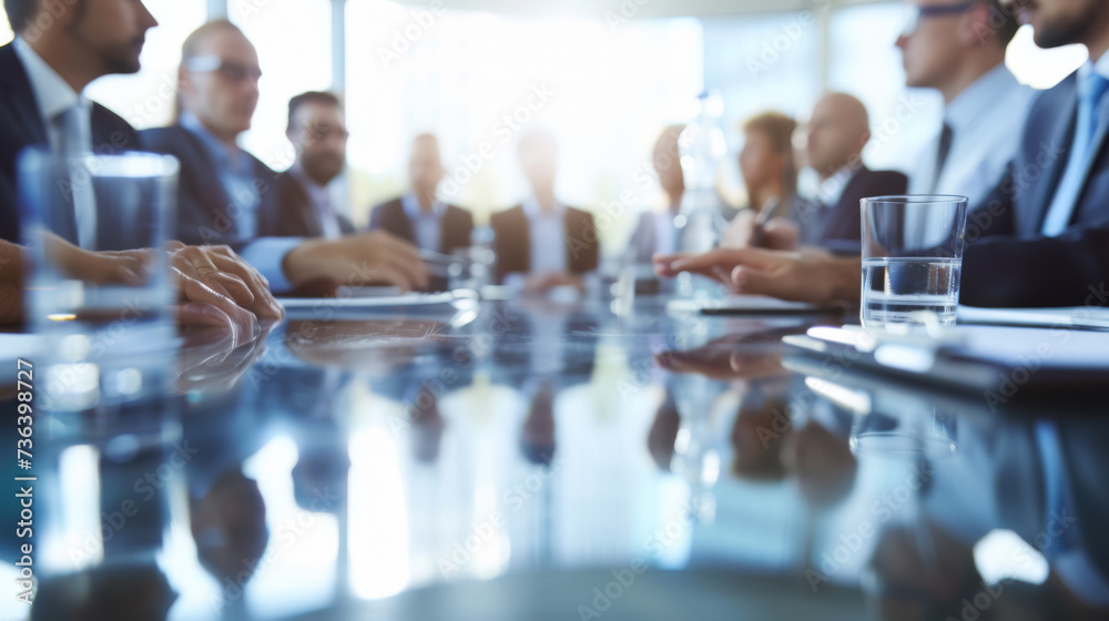 business meeting in progress with participants seated around a reflective table, with a focus on their hands and the materials in front of them business meeting in progress with participants seated around a reflective table, with a focus on their hands and the materials in front of them