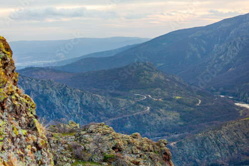 Beautiful landscape view of peaks of Rhodope mountains