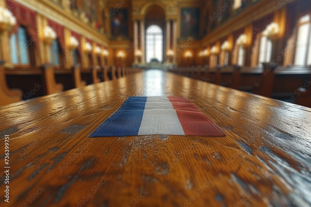 French flag in interior of church