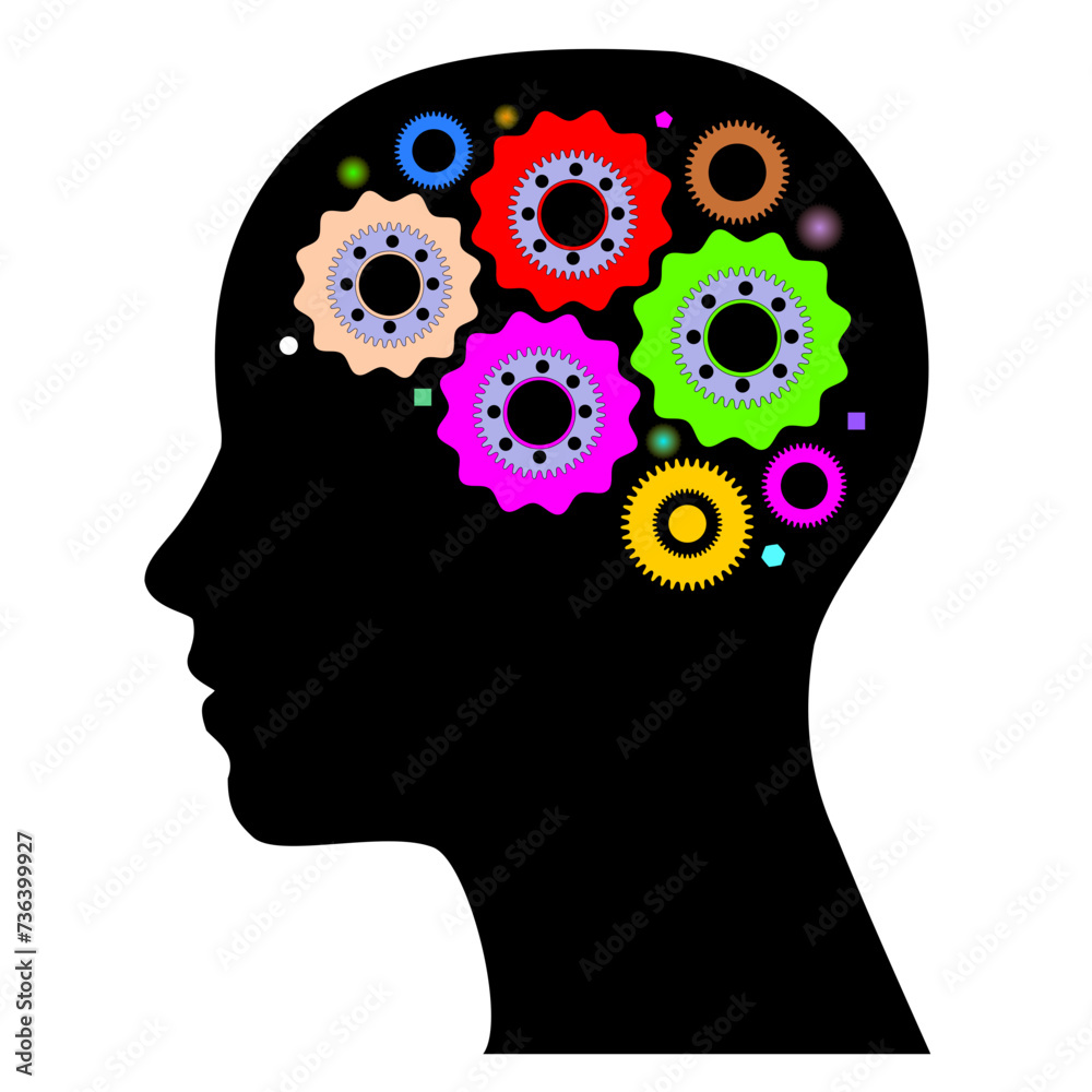 Icon of the Right Hemisphere of the brain with many very vivid colors. Icon of the Right Hemisphere of the brain with many very vivid colors.