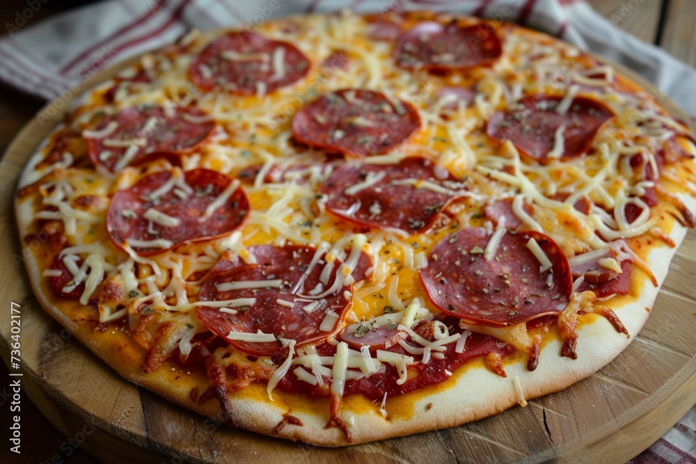 pizza with salami and mushrooms