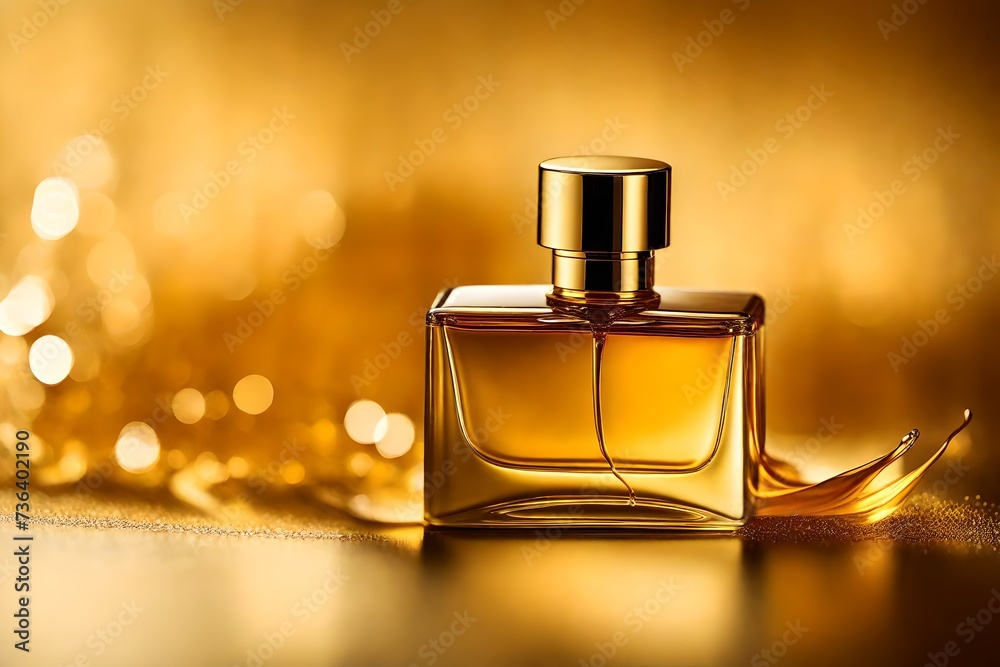 small fancy perfume flacon , bright golden tones small fancy perfume flacon , bright golden tones