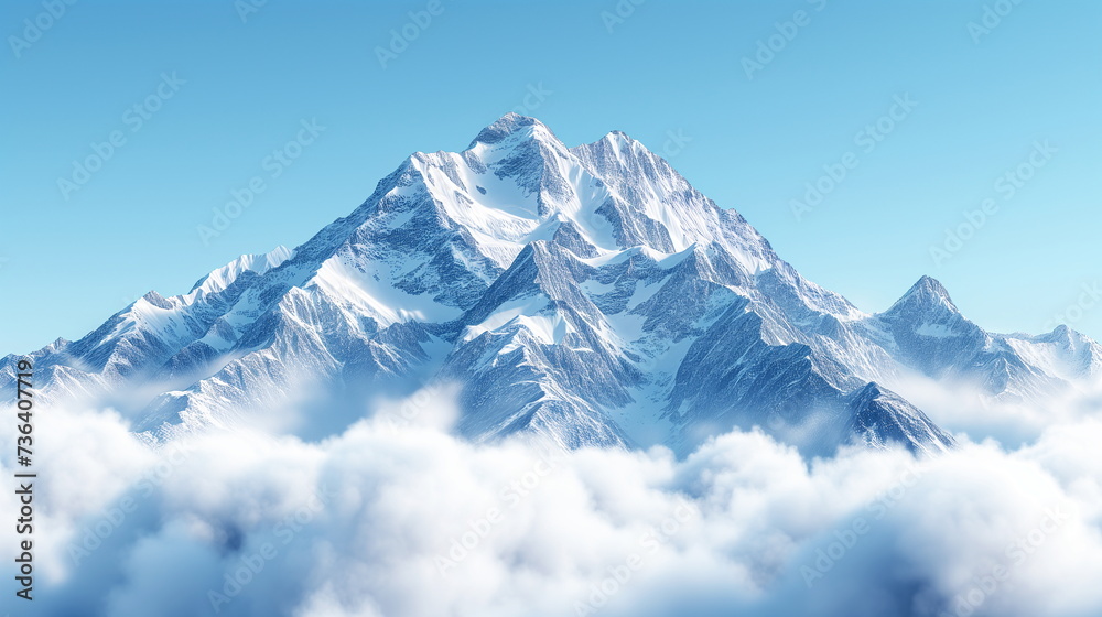 Snowy mountain peaks towering above the clouds, showcasing the beauty of untouched nature. Snowy mountain peaks towering above the clouds, showcasing the beauty of untouched nature.