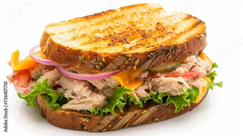 Tuna Melt Sandwich Isolated on a White Background