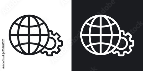 Globalization icon designed in a line style on white background.