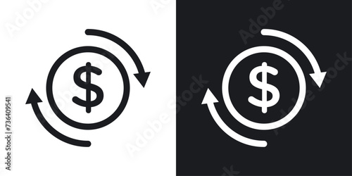 Circulation of money icon designed in a line style on white background. photo