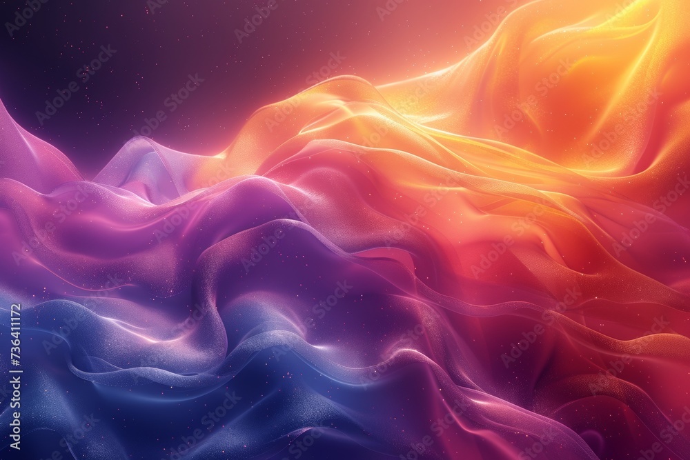 A purple wave combines with dark lace motion, creating a bright fantasy backdrop with neon glow.