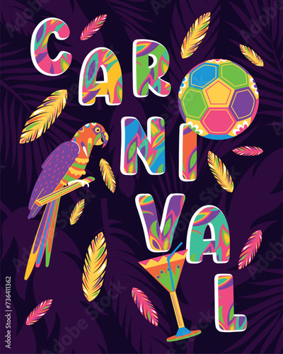 Colored brazilian carnival poster Vector illustration