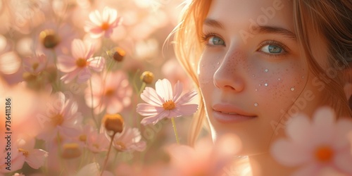 A sensual and dreamy portrait of a young woman in a summer meadow.