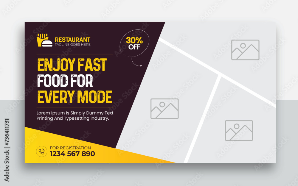 Fast food restaurant youtube thumbnail and web banner template design Fast food restaurant youtube thumbnail and web banner template design
