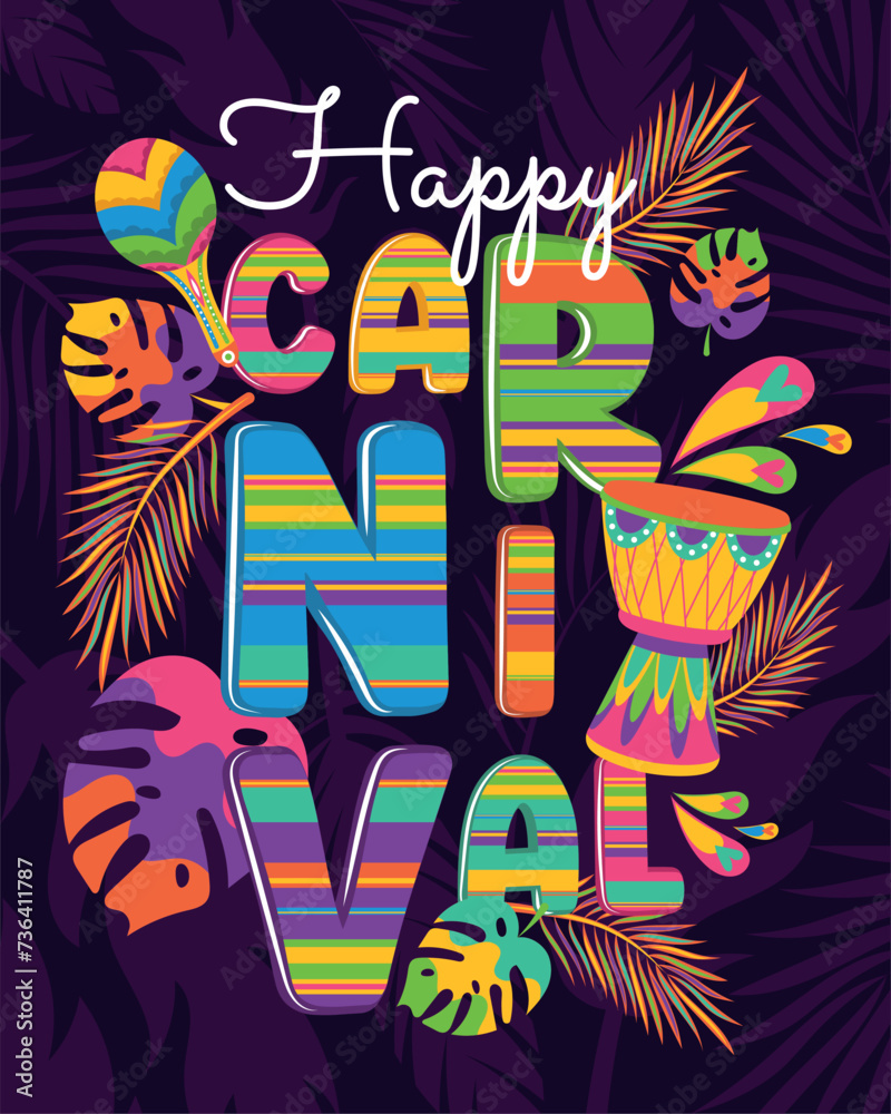 Fototapeta premium Colored brazilian carnival poster Vector illustration