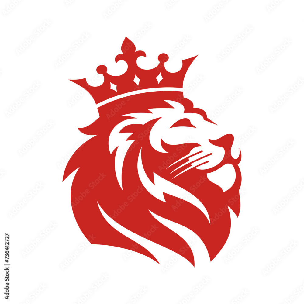Obraz premium Royal king lion crown symbols. Elegant gold Leo animal logo. Premium luxury brand identity icon. Vector illustration.