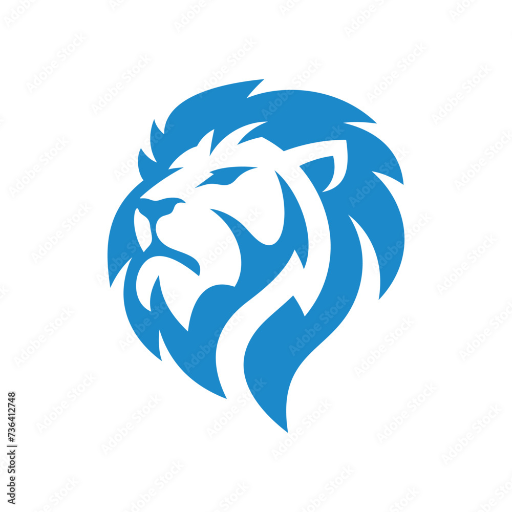 Naklejka premium Lion mascot logo design. Lion head hair mane crest vector icon. Vector illustration.